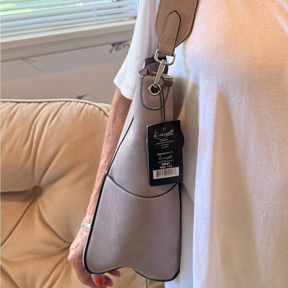 NWT K. Carroll Vegan Shoulder Bag in Grey with Silver Hardware - Picture 2 of 10
